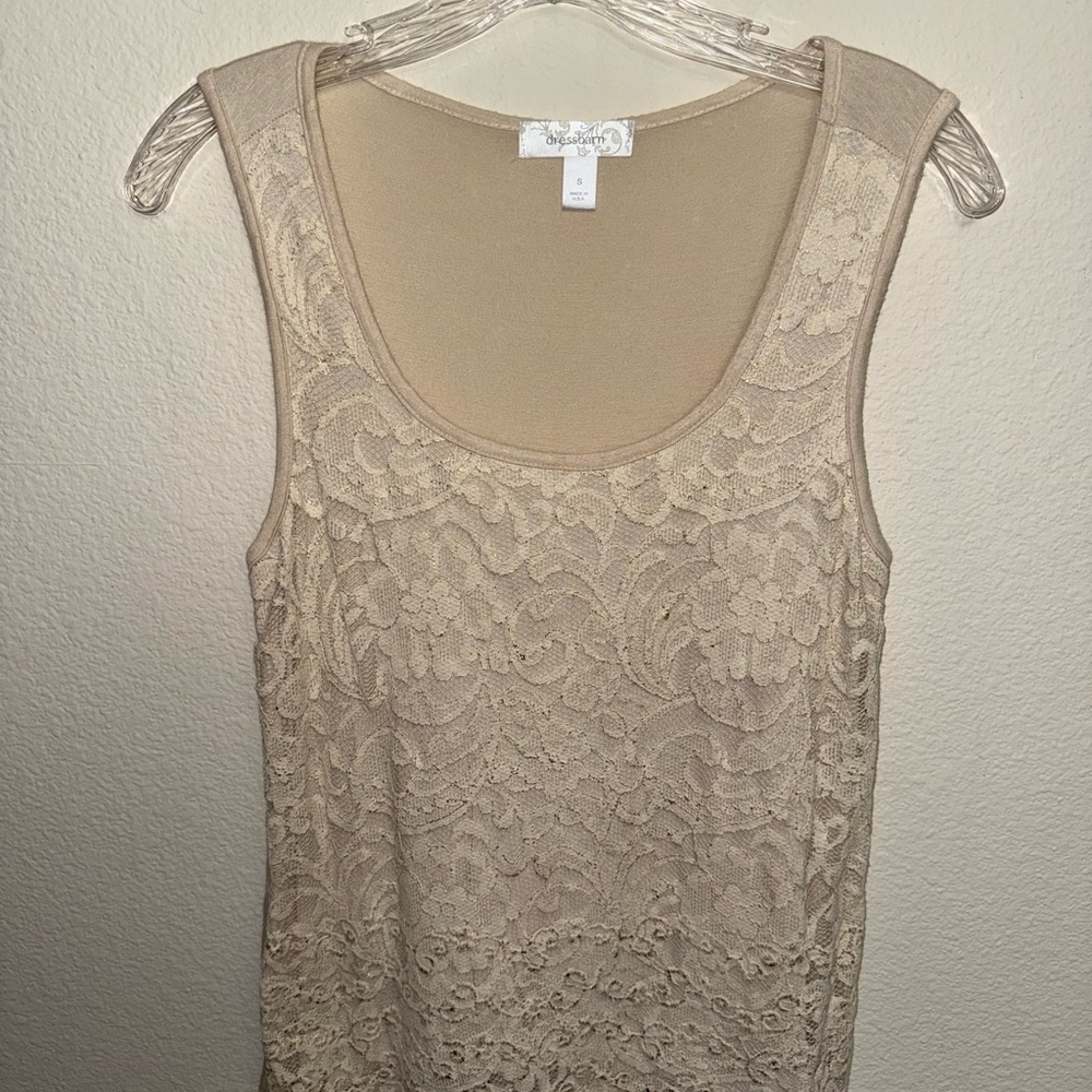 Dress Barn Lace Overlay Tank in Neutral Beige